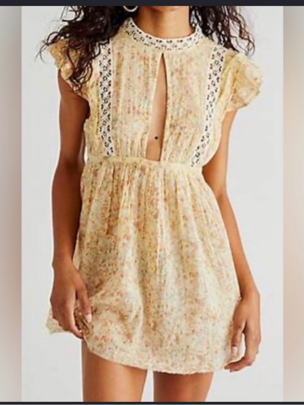 Free people Eva cotton tunic Light Floral Keyhole